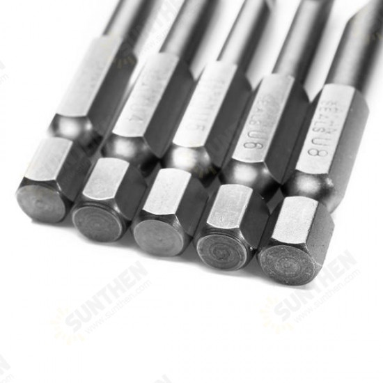 5pcs 50mm 1/4 Inch Hex Magnetic U-shaped Screwdriver Bits