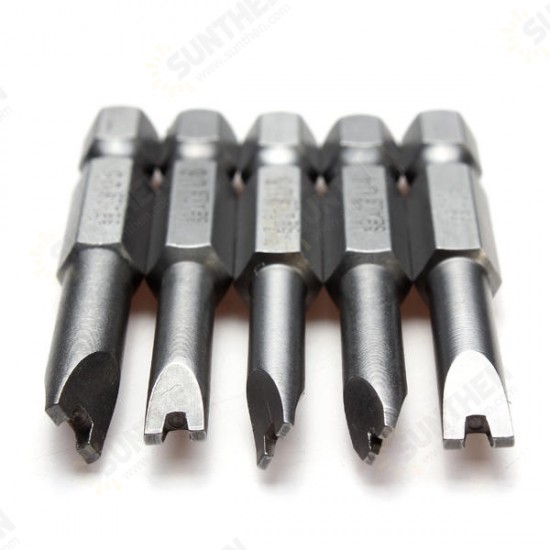 5pcs 50mm 1/4 Inch Hex Magnetic U-shaped Screwdriver Bits