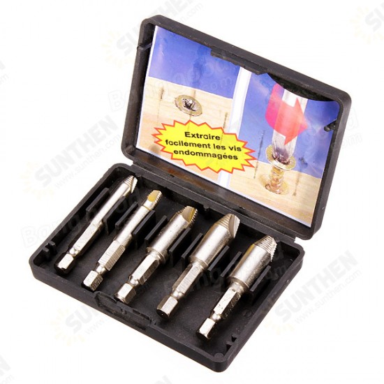 5pcs Screw Remover Broken Stripped Screw and Bolt Remover Extractor