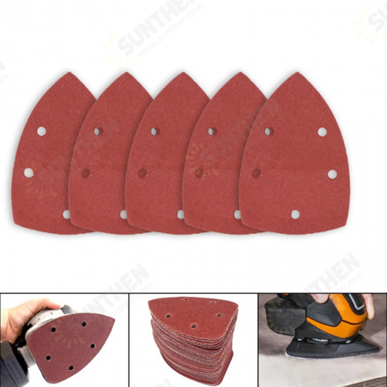 60pcs 140x140x100mm 5 Hole Triangle Palm Type Separation Sandpaper Pads Set 60/80/120/180/240/400 Grit Sander Disc Abrasive Fit Polishing Tools