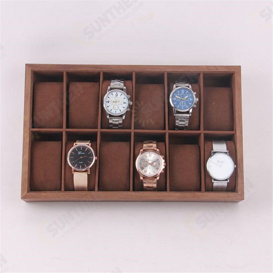 6/12/18 Slots Wooden Watch Display Tray Collection Storage Case Organizer Box