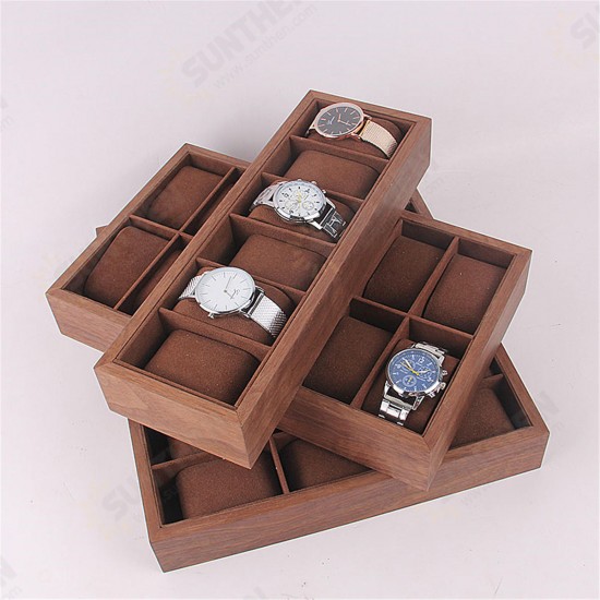 6/12/18 Slots Wooden Watch Display Tray Collection Storage Case Organizer Box