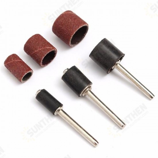 63pcs 80Grit Drum Sanding Kit 1/2 3/8 1/4 Inch Sand Mandrels Fit Dremel Nail Drill Rotary Tools