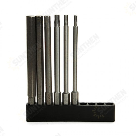 6pcs 100mm Length 1/4 Inch Hex Shank Magnetic Hexagon Head Screwdriver Bit Set