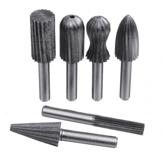 6pcs 6mm Shank Tungsten Steel Carbide Burrs For Rotary Drill Bit Die Grinder