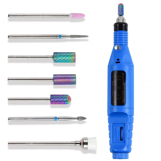 7pcs Nail Drill Bits Container Box Grinding Remove UV Gel Auroras Nail Art Design Tools Set