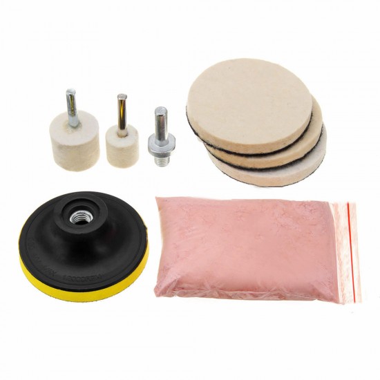 8pcs Cerium Oxide Polishing Powder Felt Polishing Pad Kit