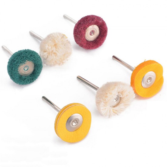 6Pcs 3mm Shank Wool Felt Grinding Sanding Head Abrasive Buffing Wheel Cotton Thread Polishing Brush