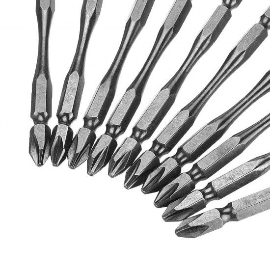 11Pcs 100mm PH2 S2 Alloy Steel Magnetic Double Head Electric Screwdriver Bit Set with B Type Magnetic Ring