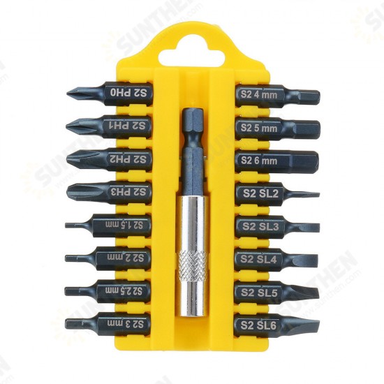 17 In 1 Screwdriver Bit Set Alloy Steel 1/4 Inch Hex Shank Screwdriver