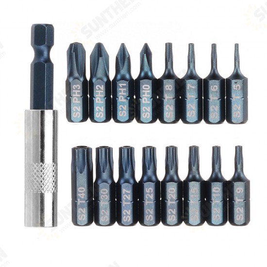 17 In 1 Screwdriver Bit Set Alloy Steel 1/4 Inch Hex Shank Screwdriver