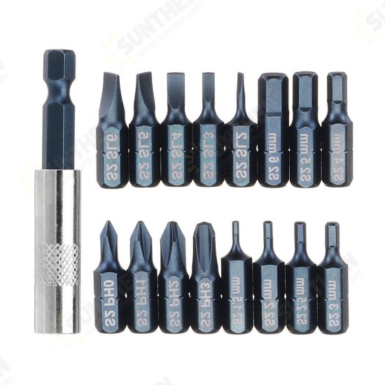 17 In 1 Screwdriver Bit Set Alloy Steel 1/4 Inch Hex Shank Screwdriver