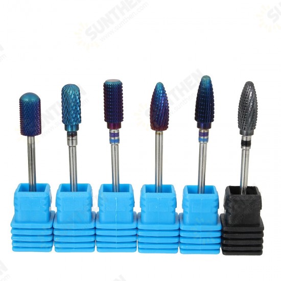 Blue Nano Coated Carbide Sharp Nail Drill Bits Cuticle Cleaning Tool