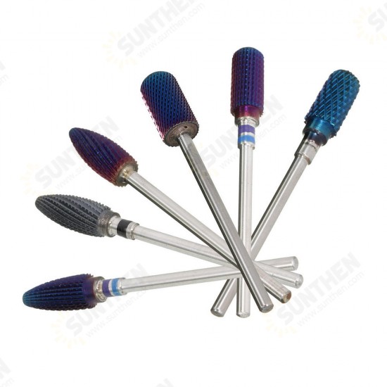 Blue Nano Coated Carbide Sharp Nail Drill Bits Cuticle Cleaning Tool