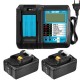 DC18RF 3A Charger with 2pcs 18V Rechargeable Battery LiIon Battery Replacement Power Tool Battery for MAKITA BL1860 BL1815