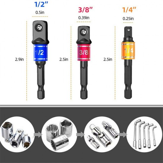 16Pcs/Set Flexible Drill Extension Hex Shank Nut Driver Bit Bendable Drill Extension+Universal Socket Adapter+Screwdriver Bit+Angled Drill Extension