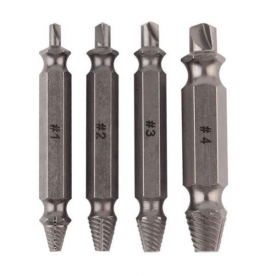 4pcs Double Side Drill Out Damaged Screw Extractor Drill Bits Stripped Screw Removers