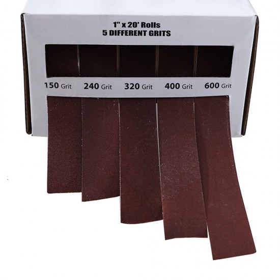 5Pcs Drawable Sandpaper Rolls 25mmx6m Boxed Assorted Abrasive For Wood Turners Furniture Repair Woodworkers Metal Workers and Automotive Body Work