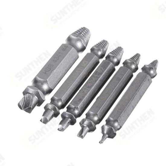 5pcs HSS Double Side Damaged Screw Extractor Out Remover Bolt Stud Tool