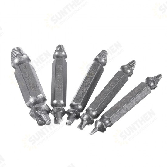 5pcs HSS Double Side Damaged Screw Extractor Out Remover Bolt Stud Tool