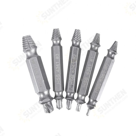 5pcs HSS Double Side Damaged Screw Extractor Out Remover Bolt Stud Tool