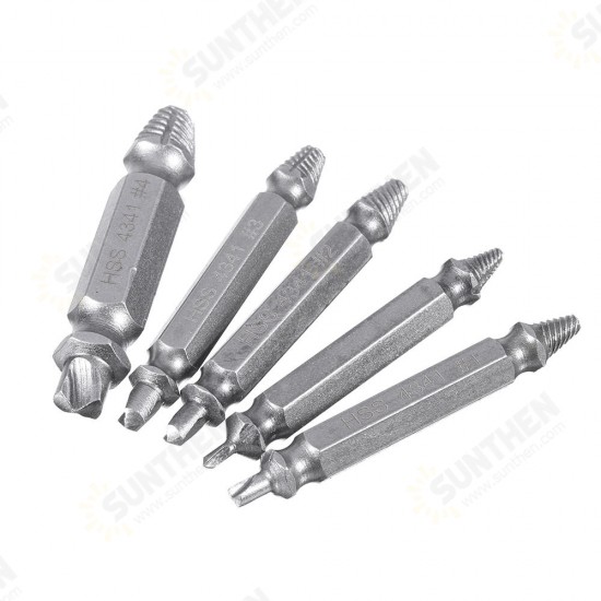 5pcs HSS Double Side Damaged Screw Extractor Out Remover Bolt Stud Tool