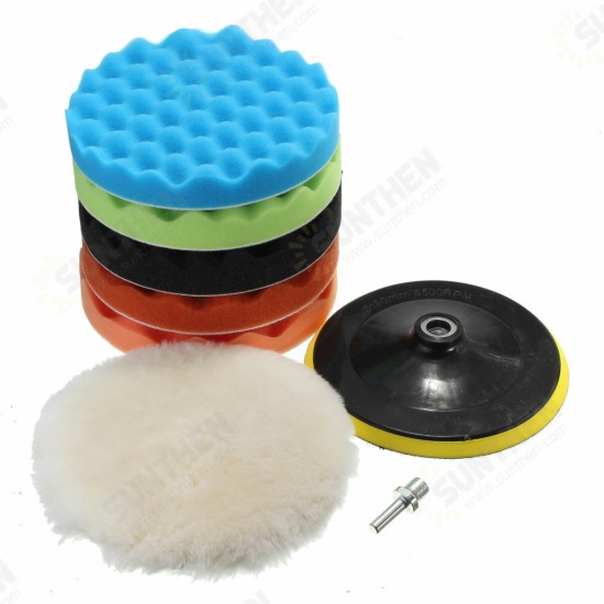 7pcs 3/5/6/7 Inch Sponge Polishing Waxing Buffing Pads Kit for Car polisher