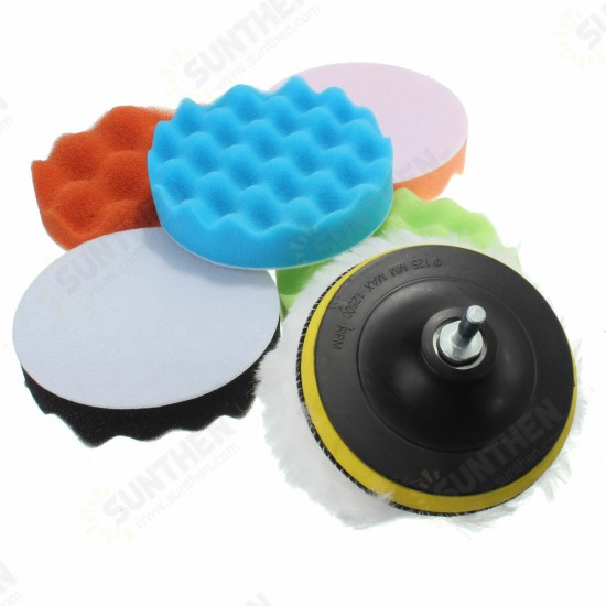 7pcs 3/5/6/7 Inch Sponge Polishing Waxing Buffing Pads Kit for Car polisher