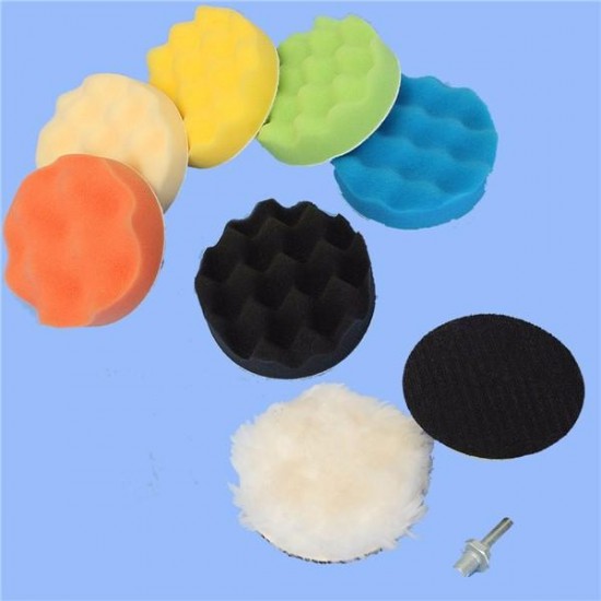 8Pcs 6 Inch Sponge and Woolen Polishing/Buffing Pad Kit For Car Polisher