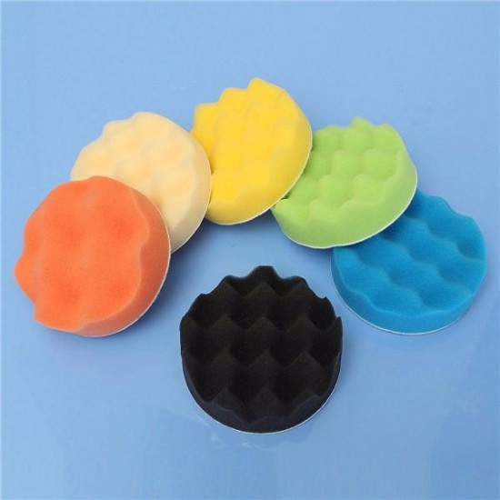 8Pcs 6 Inch Sponge and Woolen Polishing/Buffing Pad Kit For Car Polisher