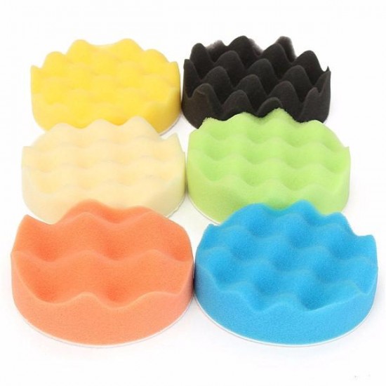 8Pcs 6 Inch Sponge and Woolen Polishing/Buffing Pad Kit For Car Polisher