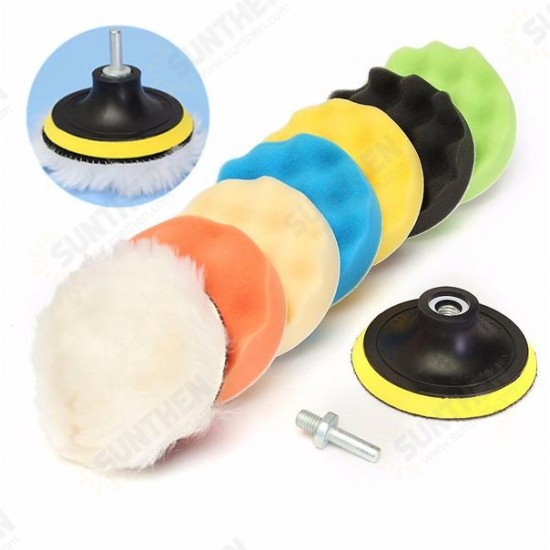 8Pcs 6 Inch Sponge and Woolen Polishing/Buffing Pad Kit For Car Polisher