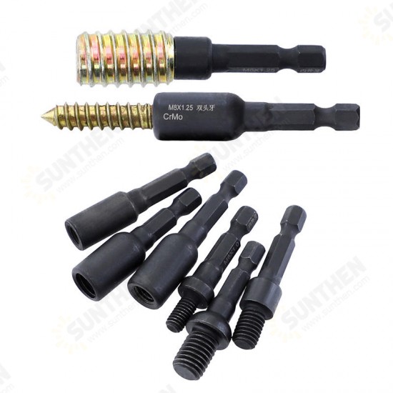 Self-Tapping Socket Adapter for 6mm/8mm/10mm Insert Nuts or Hanger Bolt Power Drill Tools 1/4 Inch Hex Shank