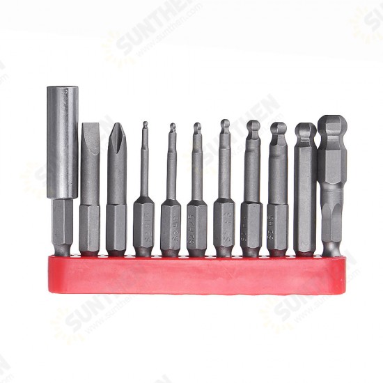 11pcs 50mm Magnetic Ball Screwdriver Bit H1.5/2/2.5/3/4/5/6/8 PH2 SL6 Screwdriver