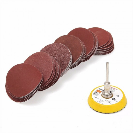 BG0300 2 Inch 50mm Hook and Loop Sanding Pad 3mm Shank with 60pcs Sandpaper