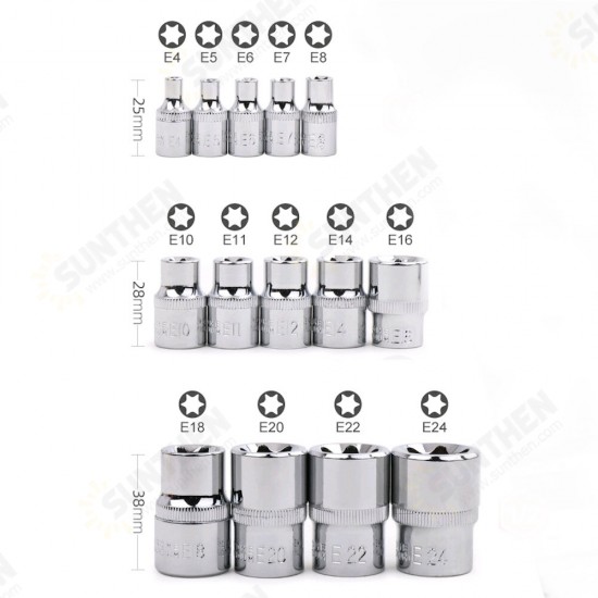 14pcs Chrome-Vanadium Steel Multifunctionl Ratchet Wrench Sockets Kit For Use in Impact Drivers And Wrenches