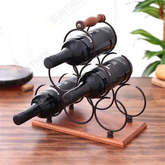 Iron 6 Bottles Rack Shelf Storage Holder Organizer Stand Display Tabletop