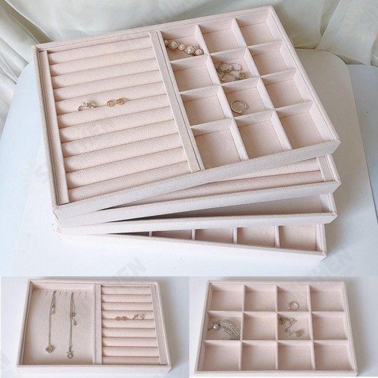 Jewelry Display Organizer Box Storage Showcase Necklaces Earrings Ring Tray