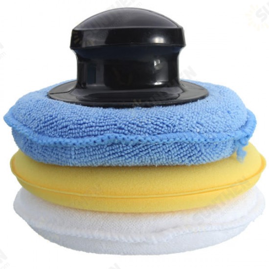 Microfiber Foam Sponge Polish Wax Applicator Pad Set with Handle