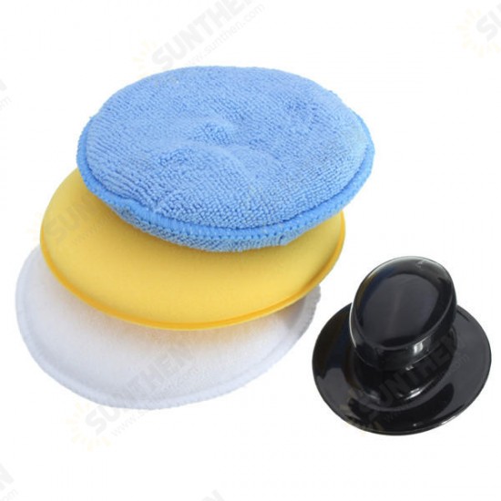 Microfiber Foam Sponge Polish Wax Applicator Pad Set with Handle