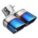 Universal Square Double Outlet Half-Grilled Blue Muffler Exhaust Tip End Tail Pipe