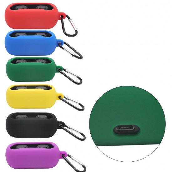 Portable Shockproof Dirtyproof Silicone Wireless bluetooth Earphone Storage Case with Keychain for T1