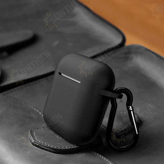 Luxury Portable PU Leather Wireless bluetooth Earphone Storage Cover with Anti-lost rope & Keychain for Apple Airpods 1/2