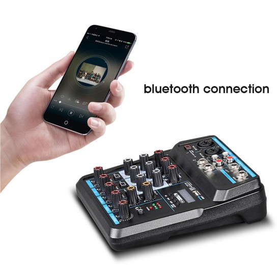 Bluetooth Audio Mixer 48V DJ Mic bluetooth Connection Audio Control Digital Display Music Stream for Headphone Laptop Microphone Computer Speaker