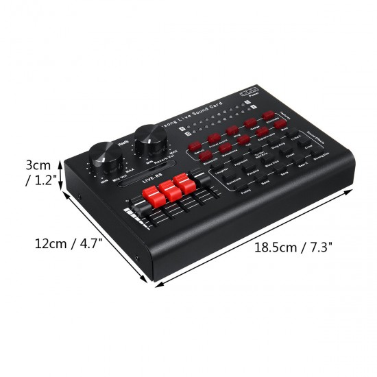 R8 Live Sound Card Audio Mixer with Audio Cable USB Cable Sound Effects Mode Indicator Light for Computer