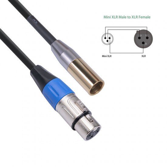 Mini XLR 3 Pin Male to 3 Pin Female Audio Cable Double Shielded Microphone Cable 0.3/ 1/ 2/ 3m