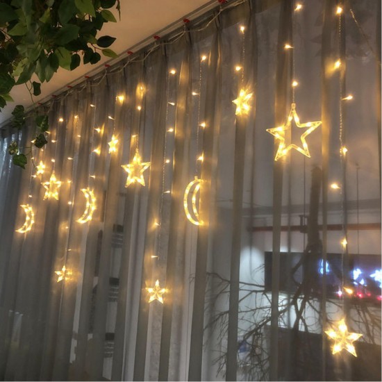 2.5M 3.5M USB Plug In LED Moon Star Curtain Fairy Ins Christmas String Light Bedroom Romantic Decor