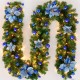 2.7M LED Christmas Rattan Garland Decorative Light Green Christmas Garland Artificial Xmas Tree Rattan Decoration Wreath