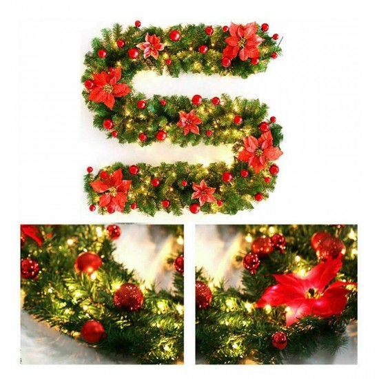 2.7m Christmas Tree Wreath Door Hanging Garland Window Ornament Xmas Party Decor Christmas Decorations Clearance Christmas Lights