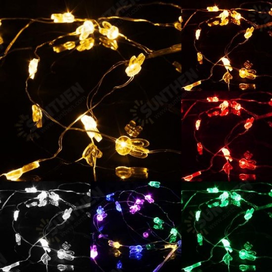 2M 20 LED Rabbit Head Battery Operated Xmas String Fairy Lights Party Wedding Christmas Decor